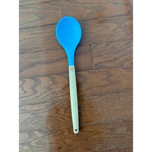 Weight Watchers Wooden Handle Silicone Head Utensil Cooking Spoon Blue 13"x3"